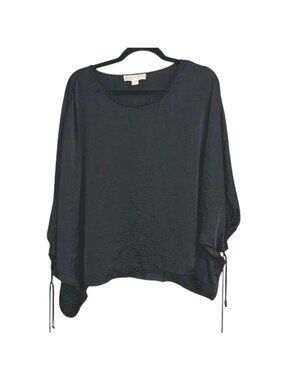 Michael Kors Black Oversized Batwing Top W/ Drawstring Sleeves M